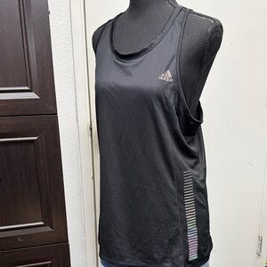 adidas Black Women's Athletic Tank with Subtle Stripe Detail